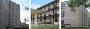 Left to right: McMaster Hall, Flora Cowan Hall, and Darrach Hall.