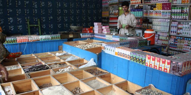 Traditional herbal dispensary, northern Pakistan.