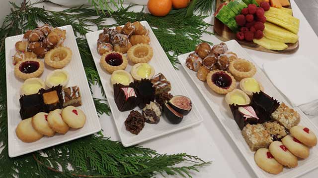 A sample of desserts supplied by BU Catering services.