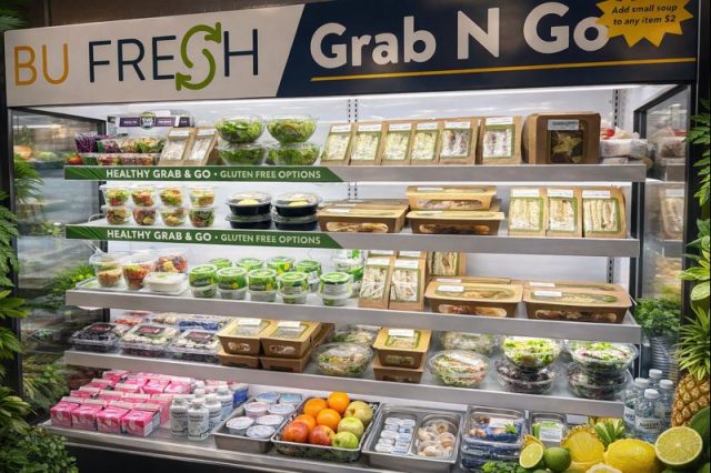 BU Fresh food options displayed in a cooler