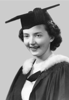 Dorine Chernoff (née Dennison) at her Brandon College graduation in 1951