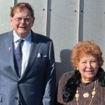 Dr. Austin & Mrs. Gloria Gulliver in front of the dome atop the McMaster building