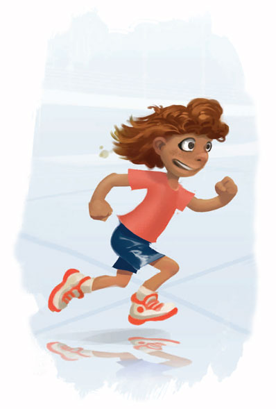 Illustration of girl running