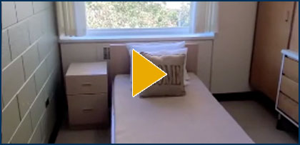 Interior Flora Cowan Room with Video Play Button overlayed