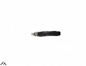 Single horizontal black paintbrush line on a white background. Symbolizing divide. 